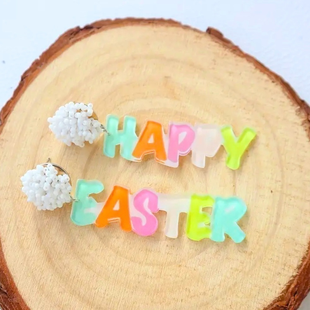 Happy Easter Beaded Earrings